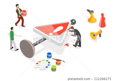 3D Isometric Flat Conceptual Illustration of Caution or Warning Sign, Attention Symbol 3D Isometric Flat Conceptual Illustration of Caution or Warning Sign, Attention Symbol 112266271