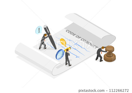 3D Isometric Flat  Conceptual Illustration of Code Of Conduct, Business Ethics 112266272