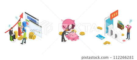 3D Isometric Flat Conceptual Illustration of Money And Finances, Bill Payment, Bankruptcy 3D Isometric Flat Conceptual Illustration of Money And Finances, Bill Payment, Bankruptcy 112266281