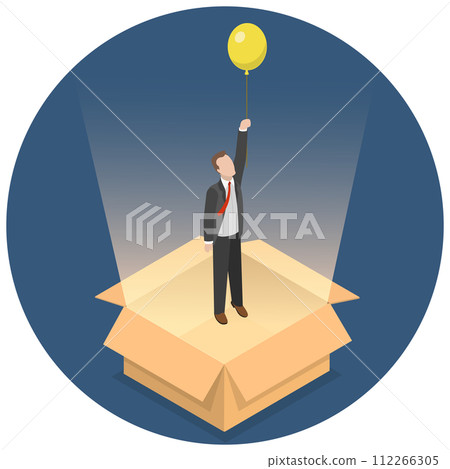 3D Isometric Flat  Conceptual Illustration of Thinking Outside the Box, Innovation or Creative Idea 112266305