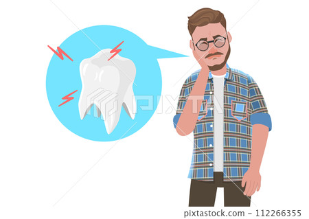 Flat Conceptual Illustration of Tooth Pain Flat Conceptual Illustration of Tooth Pain 112266355