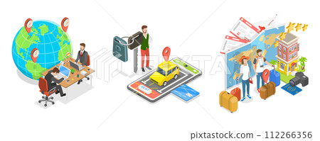3D Isometric Flat Conceptual Illustration of World Traveling 3D Isometric Flat Conceptual Illustration of World Traveling 112266356