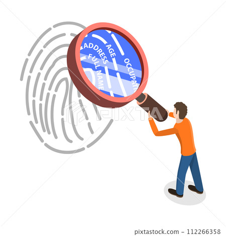 3D Isometric Flat  Conceptual Illustration of Biometric Information 112266358