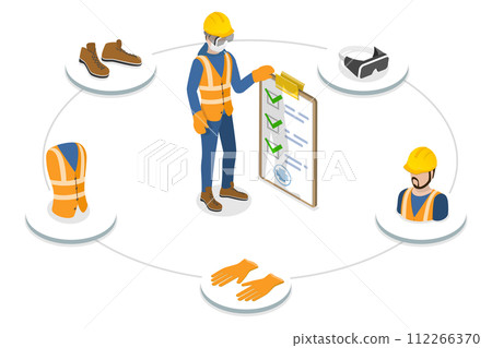 3D Isometric Flat Conceptual Illustration of Occupational Safety 3D Isometric Flat Conceptual Illustration of Occupational Safety 112266370