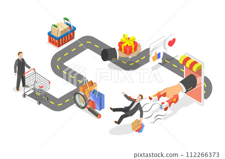 3D Isometric Flat Conceptual Illustration of Customer Journey 3D Isometric Flat Conceptual Illustration of Customer Journey 112266373