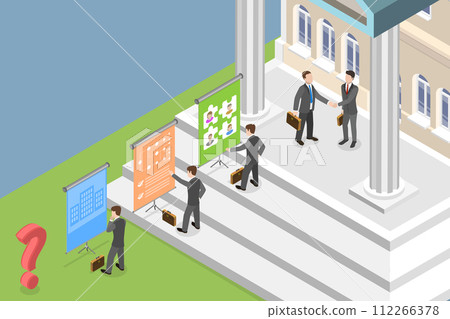 3D Isometric Flat  Conceptual Illustration of New Employee Onboarding 112266378