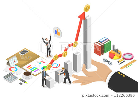3D Isometric Flat Conceptual Illustration of Revenue Increase 3D Isometric Flat Conceptual Illustration of Revenue Increase 112266396