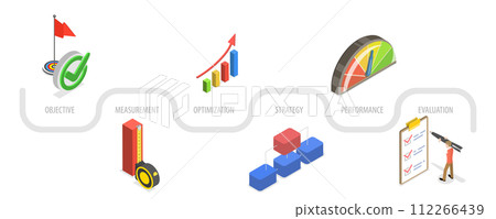 3D Isometric Flat Conceptual Illustration of KPI Key Performance Indicator 3D Isometric Flat Conceptual Illustration of KPI Key Performance Indicator 112266439