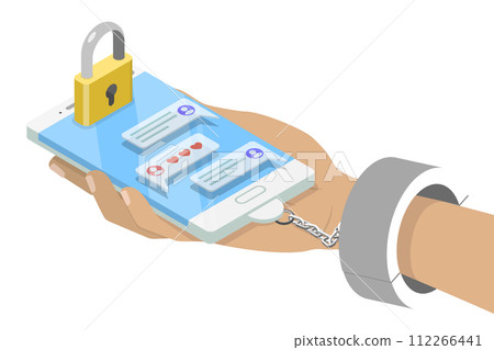 3D Isometric Flat  Conceptual Illustration of Nomophobia 112266441