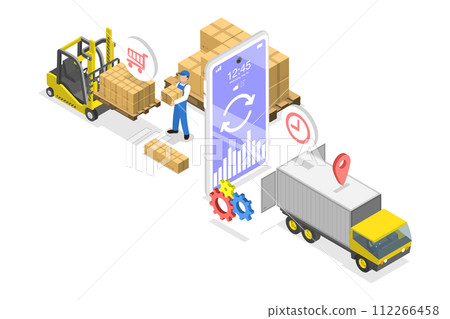 3D Isometric Flat  Conceptual Illustration of Effective Procurement Process 112266458