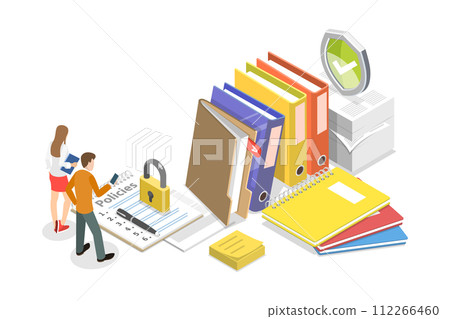 3D Isometric Flat Conceptual Illustration of Policies and Procedures 3D Isometric Flat Conceptual Illustration of Policies and Procedures 112266460