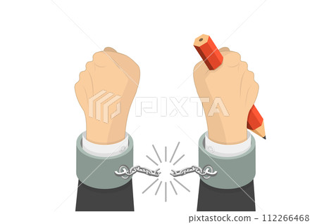 3D Isometric Flat  Conceptual Illustration of Media Freedom 112266468