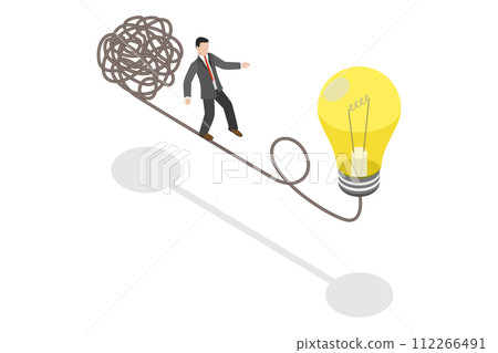 3D Isometric Flat Conceptual Illustration of Simple Solution 3D Isometric Flat Conceptual Illustration of Simple Solution 112266491