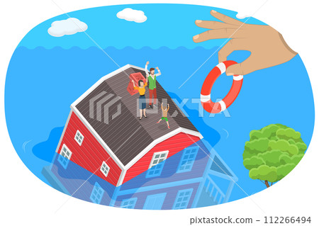 3D Isometric Flat  Conceptual Illustration of Underwater Mortgage 112266494