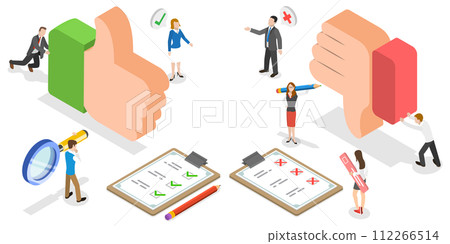 3D Isometric Flat  Conceptual Illustration of Advantage and Disadvantage 112266514