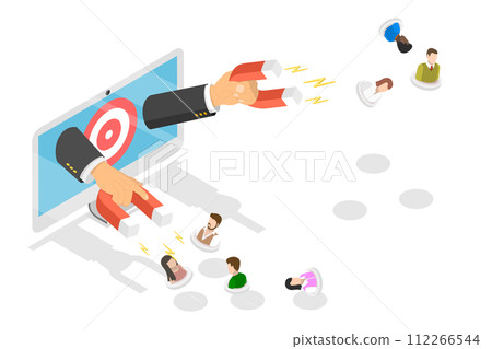 3D Isometric Flat  Conceptual Illustration of Customer Retention Strategy 112266544