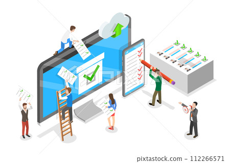 3D Isometric Flat Conceptual Illustration of Voting Online 3D Isometric Flat Conceptual Illustration of Voting Online 112266571
