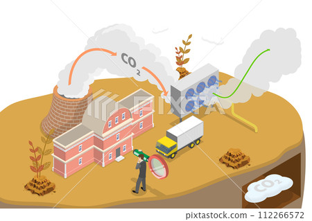 3D Isometric Flat Conceptual Illustration of Carbon Capture 3D Isometric Flat Conceptual Illustration of Carbon Capture 112266572