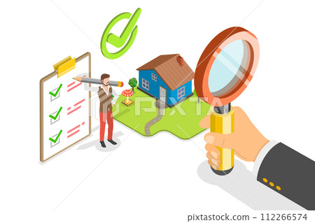 3D Isometric Flat Conceptual Illustration of Property Value Assessment 3D Isometric Flat Conceptual Illustration of Property Value Assessment 112266574