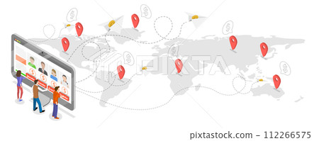 3D Isometric Flat Conceptual Illustration of Money Transfer 3D Isometric Flat Conceptual Illustration of Money Transfer 112266575