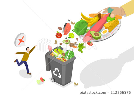 3D Isometric Flat Conceptual Illustration of Reducing Food Waste 3D Isometric Flat Conceptual Illustration of Reducing Food Waste 112266576