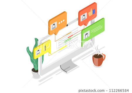 3D Isometric Flat Conceptual Illustration of Editable Online Document 3D Isometric Flat Conceptual Illustration of Editable Online Document 112266584