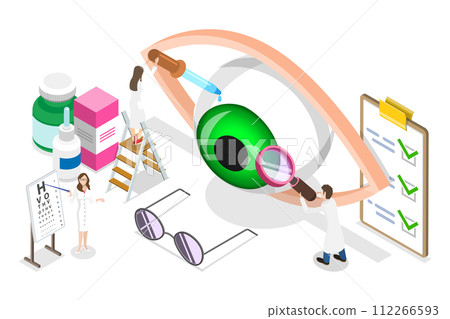 3D Isometric Flat Conceptual Illustration of Eye Care 3D Isometric Flat Conceptual Illustration of Eye Care 112266593