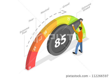 3D Isometric Flat Conceptual Illustration of Fear And Greed Index 3D Isometric Flat Conceptual Illustration of Fear And Greed Index 112266597