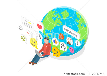 3D Isometric Flat  Conceptual Illustration of Customer Experience Optimization 112266748