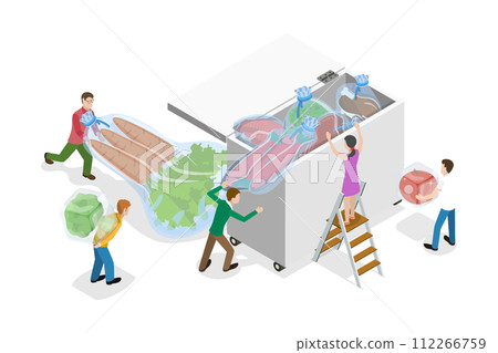 3D Isometric Flat  Conceptual Illustration of Frozen Food 112266759