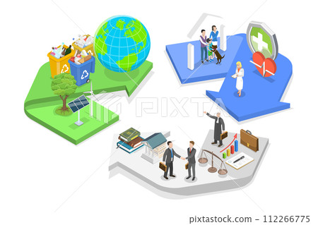 3D Isometric Flat  Conceptual Illustration of ESG 112266775