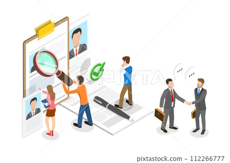 3D Isometric Flat  Conceptual Illustration of E-KYC 112266777