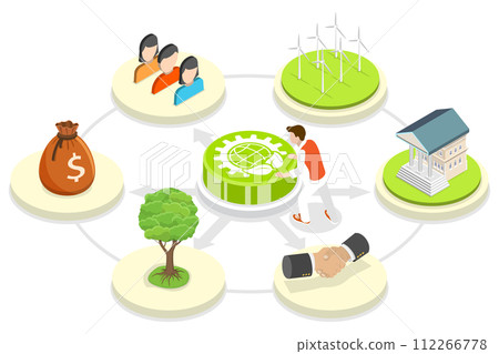 3D Isometric Flat  Conceptual Illustration of ESG 112266778