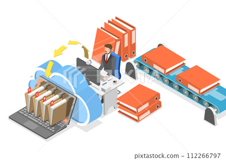 3D Isometric Flat Conceptual Illustration of Data Entry Services 3D Isometric Flat Conceptual Illustration of Data Entry Services 112266797