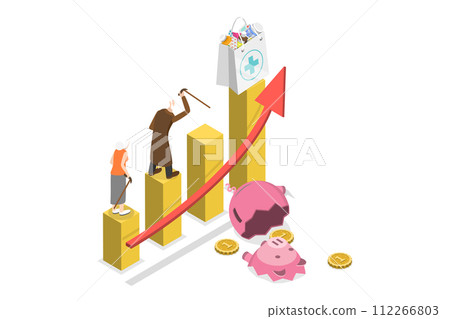 3D Isometric Flat Conceptual Illustration of Rising Health Care Costs 3D Isometric Flat Conceptual Illustration of Rising Health Care Costs 112266803