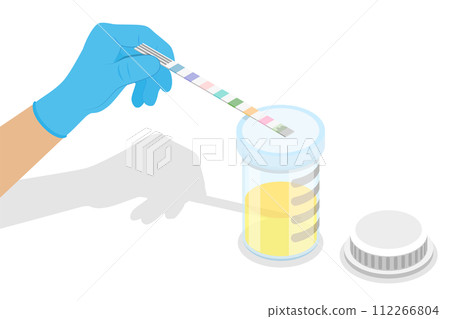 3D Isometric Flat  Conceptual Illustration of Urine Analysis 112266804