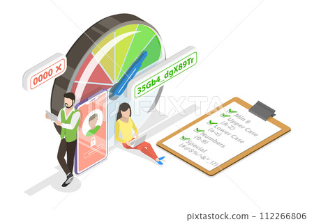 3D Isometric Flat Conceptual Illustration of Strong Password 3D Isometric Flat Conceptual Illustration of Strong Password 112266806