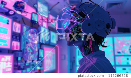 Animator wraps gauze around cybernetic dream gratitude in every frame 112266828