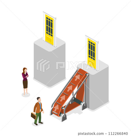 3D Isometric Flat  Conceptual Illustration of Unfair Promotion 112266840