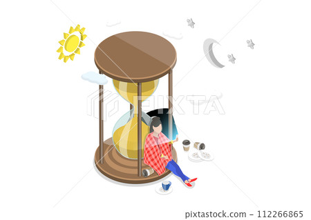 3D Isometric Flat  Conceptual Illustration of Screen Time 112266865