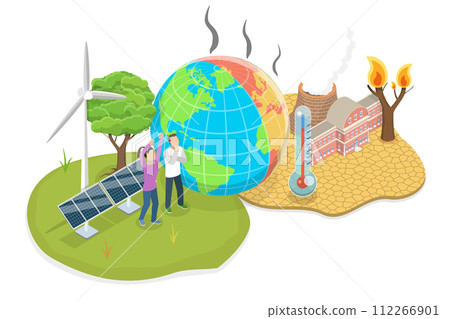 3D Isometric Flat Conceptual Illustration of Greenhouse Effect 3D Isometric Flat Conceptual Illustration of Greenhouse Effect 112266901