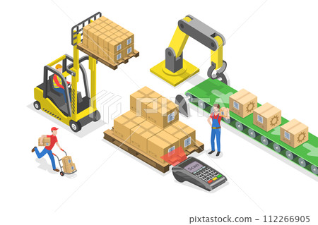 3D Isometric Flat Conceptual Illustration of RFID Logistics Tracking 3D Isometric Flat Conceptual Illustration of RFID Logistics Tracking 112266905