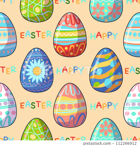 Vector seamless pattern with Easter eggs 112266912