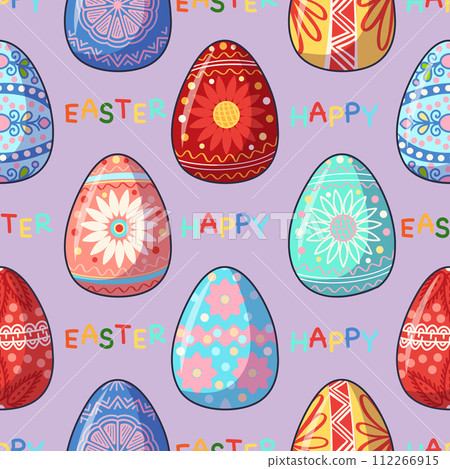Vector seamless pattern with Easter eggs 112266915