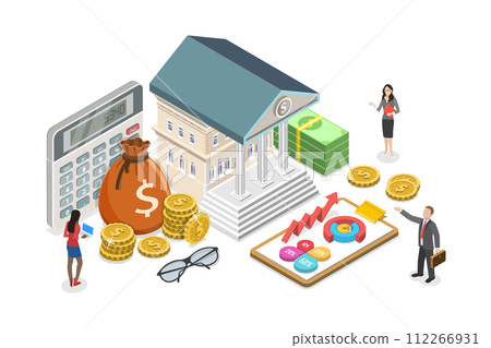 3D Isometric Flat  Conceptual Illustration of Government Finance 112266931