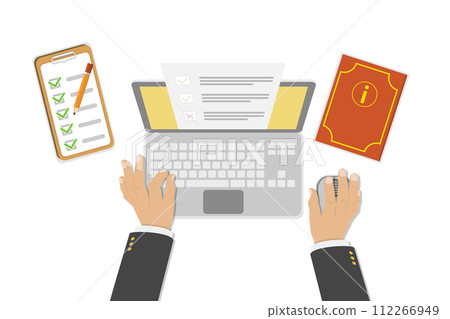 3D Isometric Flat  Conceptual Illustration of Online Testing 112266949