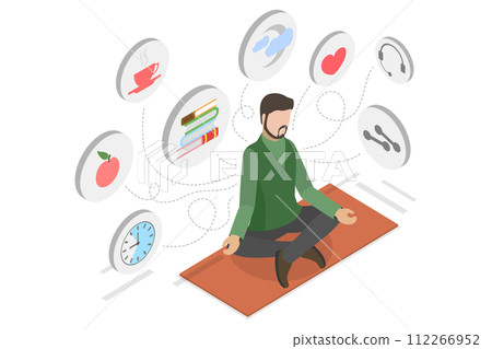 3D Isometric Flat  Conceptual Illustration of Emotional Wellness 112266952