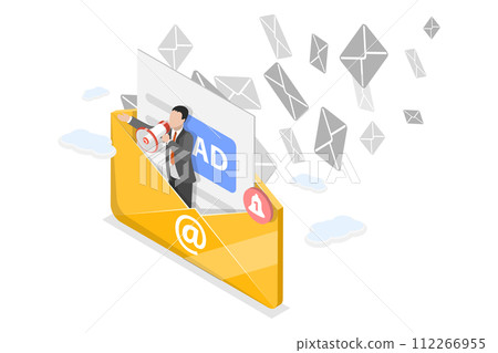 3D Isometric Flat Conceptual Illustration of E-mail Marketing 3D Isometric Flat Conceptual Illustration of E-mail Marketing 112266955