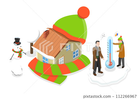 3D Isometric Flat Conceptual Illustration of Home Heating 3D Isometric Flat Conceptual Illustration of Home Heating 112266967