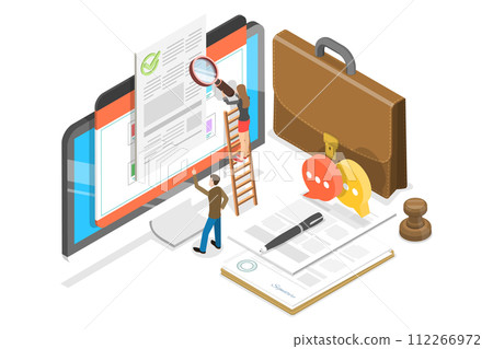 3D Isometric Flat  Conceptual Illustration of Legal Drafting 112266972